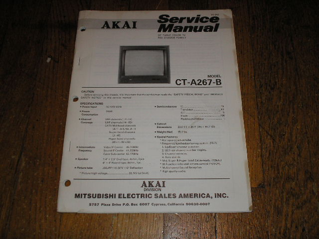 CT-A267-B 26 Inch Color T.V.  Service Manual